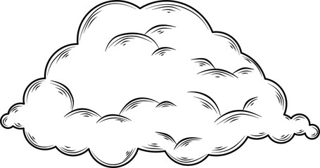 Clouds in hand drawn vintage retro style isolated on white background. Cartoon design elements. Vector illustration.