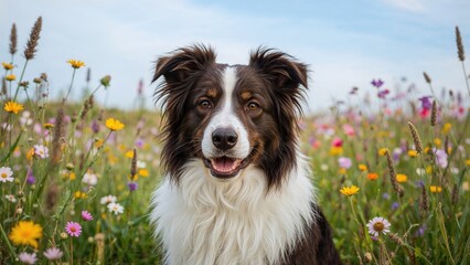 Fototapeta premium Portrait of an elegant canine surrounded by evergreen forest