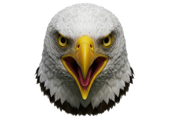 Isolated Fierce Bald Eagle Head with Open Beak