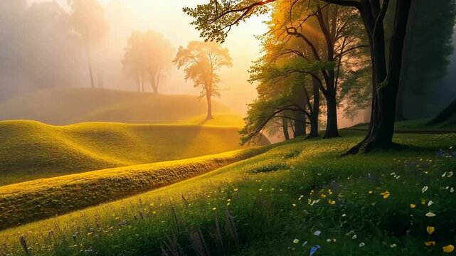 sunrise in the forest