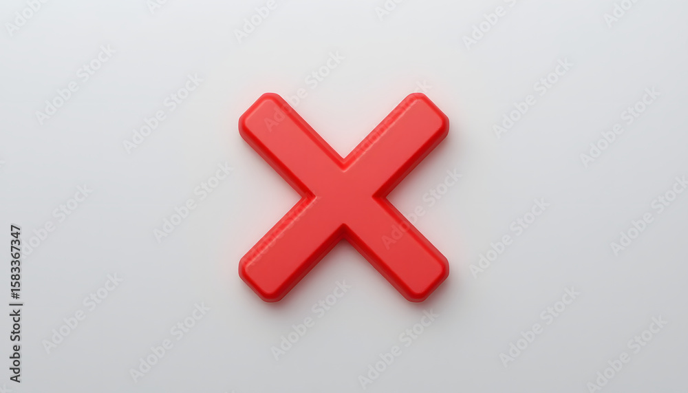 Fototapete flat red x mark icon on a white background. minimalist and clean design, perfect for use in interfac