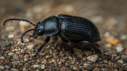 A huge beetle with a black shell