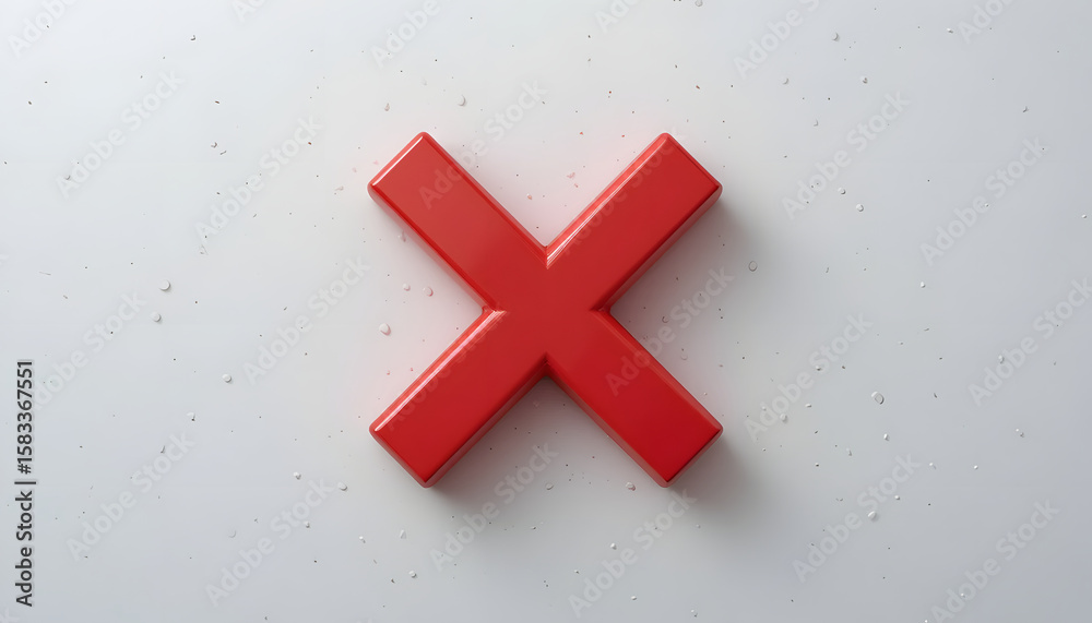 Fototapete flat red x mark icon on a white background. minimalist and clean design, perfect for use in interfac