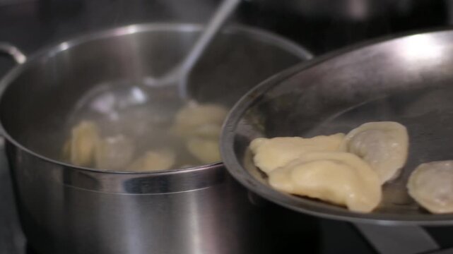 cook dumplings in a saucepan vareniki Step by step cooking process