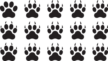Fototapeta premium Black Dog Paw Prints Pattern