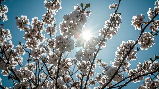 Blossoming cherry blossom tree