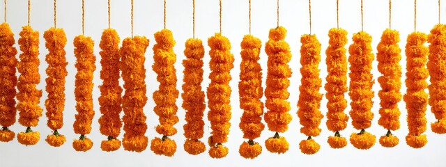 Orange marigold garlands hanging