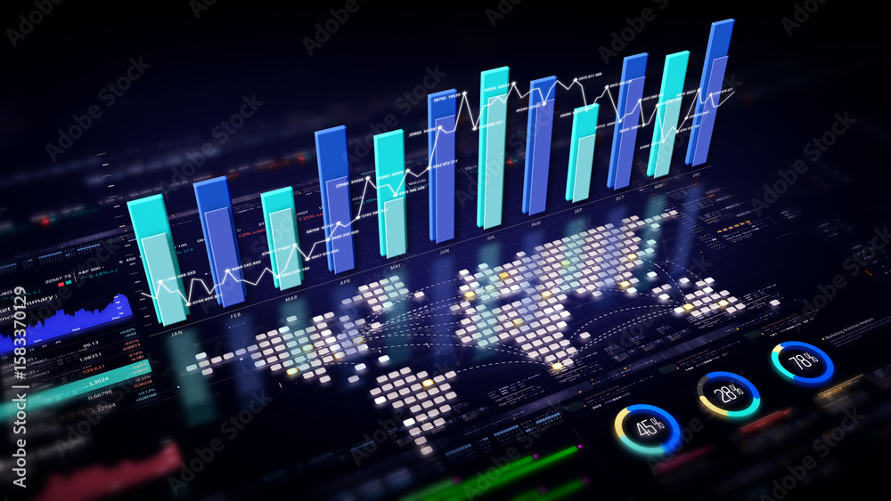 Aufkleber dynamic data visuals for business info graphics, animated charts, and data-driven insights for a bus