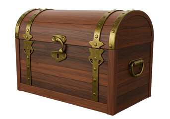 Isolated Antique Wooden Treasure Chest