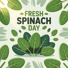 National Spinach Day National spinach day design featuring fresh green spinach leaves for celebrating health and nutrition.