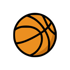 Minimal cartoon basketball illustration with classic curved seams and simple shading effect