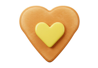 Isolated Cookie with Yellow Heart Shape