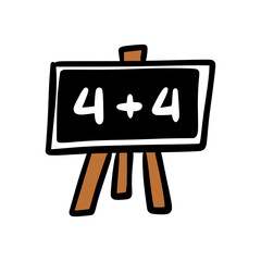 Hand-Drawn Blackboard Cartoon Vector &ndash; Math Chalkboard with Equation in Doodle School Style