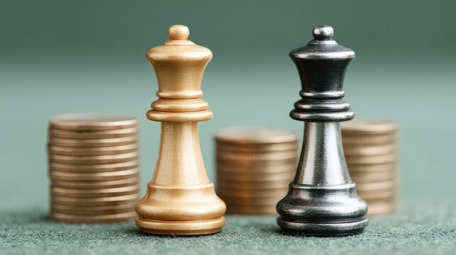 Strategic chess moves competitive arena visual representation financial implications close-up decision-making insights