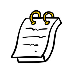 Hand-Drawn Notepad Cartoon Vector &ndash; Spiral Memo Pad for Notes and School Sketch Style