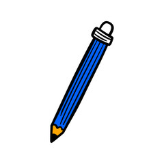 Hand-Drawn Pencil Cartoon Vector &ndash; School Writing Tool in Fun Doodle Illustration Style