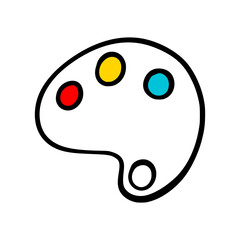 Hand-Drawn Paint Palette Cartoon Vector &ndash; Art Tool Illustration in Colorful School Doodle Style