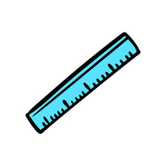 Hand-Drawn Ruler Cartoon Vector – Measurement Tool for Education and Drawing in School Doodle Style
