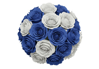Isolated Blue and White Roses Flower Bouquet