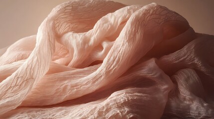 Soft, draped blush-toned fabric