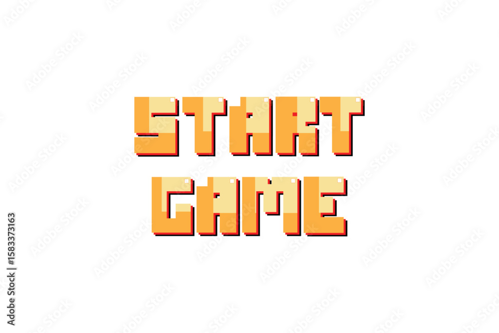 Fototapete start game. pixel art .8 bit game. retro game. for game assets in vector illustrations on white back