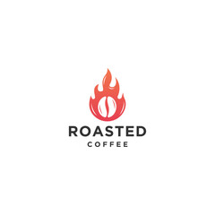 Fire coffee bean logo icon design template flat vector