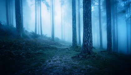 Fototapeta premium misty forest in the night