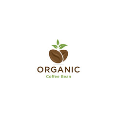 Organic coffee bean logo icon design template flat vector