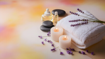 A serene top view of a luxurious spa setup 