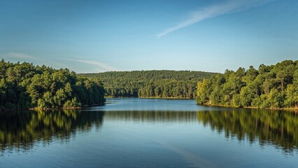 Vast tree-covered areas reach the horizon within a protected natural area