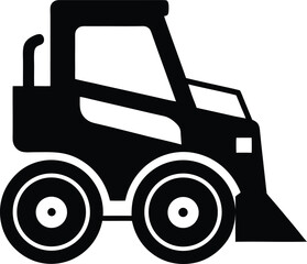 Fototapeta premium Bulldozer and tractor vector illustration with construction and farm vehicle silhouettes