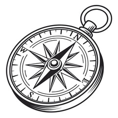 Vector art of a vintage compass illustration pointing the way to new adventures