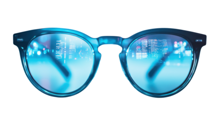 AI powered productivity coach glasses with LED Tech on white background 