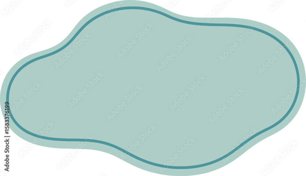 Poster abstract organic blob shape with a thin blue outline isolated on a transparent background isolated o