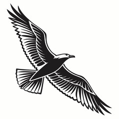 Vector art of an eagle flying with its wings spread isolated on white background