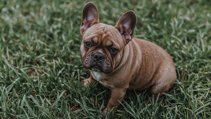 Fototapeta premium Cute dog relaxing on fresh grass