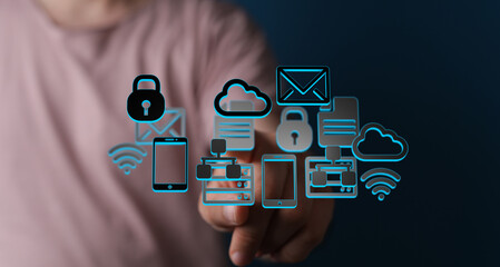 High-quality image depicting secure cloud data management, network access, and digital security.