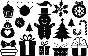 Black Christmas Silhouette Collection Festive Holiday Icons