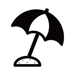 シンプルなビーチパラソルのアイコン（モノクロ）