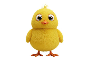 Isolated Cheerful Cartoon Yellow Chick with Big Eyes
