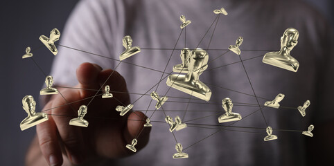 Image of a network connecting many people, ideal for teamwork, collaboration, and social media concepts.