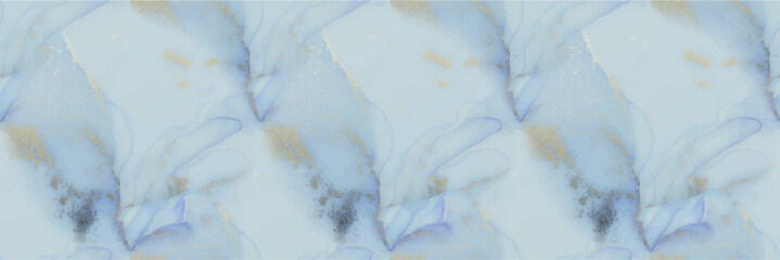 Luxury Seamless Art Template. Foil Marble Watercolor. Ocean Copper Texture. Alcohol Ink Marble. Gold Sea Paint. Vector Ink Canvas. Ocean Elegant Background. Blue Gradient Background. Liquid Watercolor