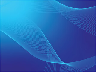 Blue Abstract Background with Smooth Wave Lines and Gradient Flow Design