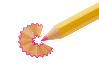 Isolated Yellow Pencil with Pink Shavings
