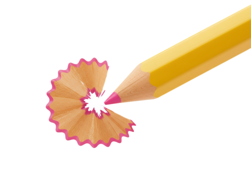 Isolated Yellow Pencil with Pink Shavings