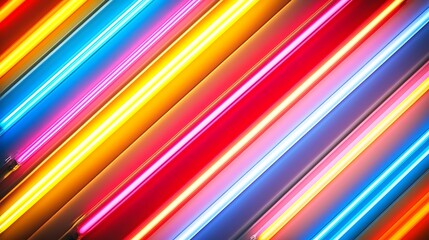 Diagonal neon lights of vibrant colors