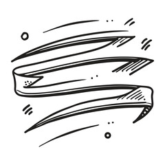 Wavy ribbon with decorative accents banner doodle