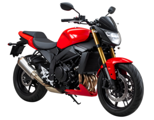 Dynamic red motorcycle with gleaming details highlights speed and contemporary engineering.