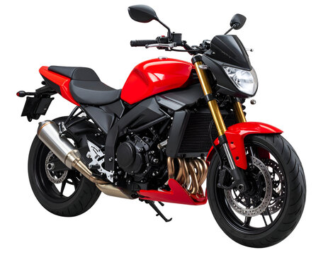 Dynamic red motorcycle with gleaming details highlights speed and contemporary engineering.