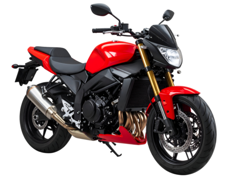 Dynamic red motorcycle with gleaming details highlights speed and contemporary engineering.